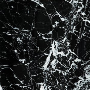 Marble Black and White Polished 12.01 in. x 12.01 in. Marble Floor and Wall Tile (1 sq. ft.)