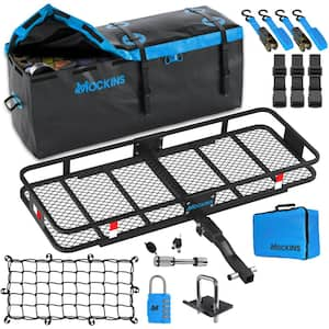 60 in. x 20 in. x 6 in. Hitch Cargo Carrier Basket w/16 cu. ft. Waterproof Cargo Bag-Folding Shank and 2 in. Raise-Blue