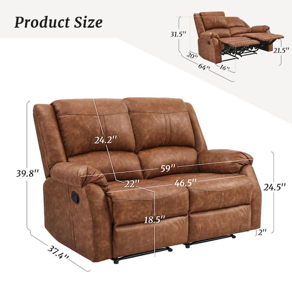 OrangeOne Jek 59 in. W Saddle Brown Leather Upholstered Rectangle