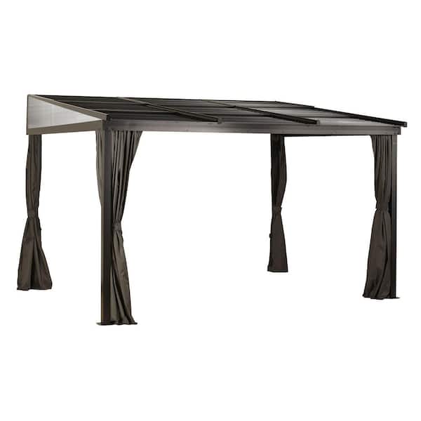 Francfort 10 ft. x 12 ft. Dark Brown Wall Mounted Rustproof Aluminum Framed Gazebo