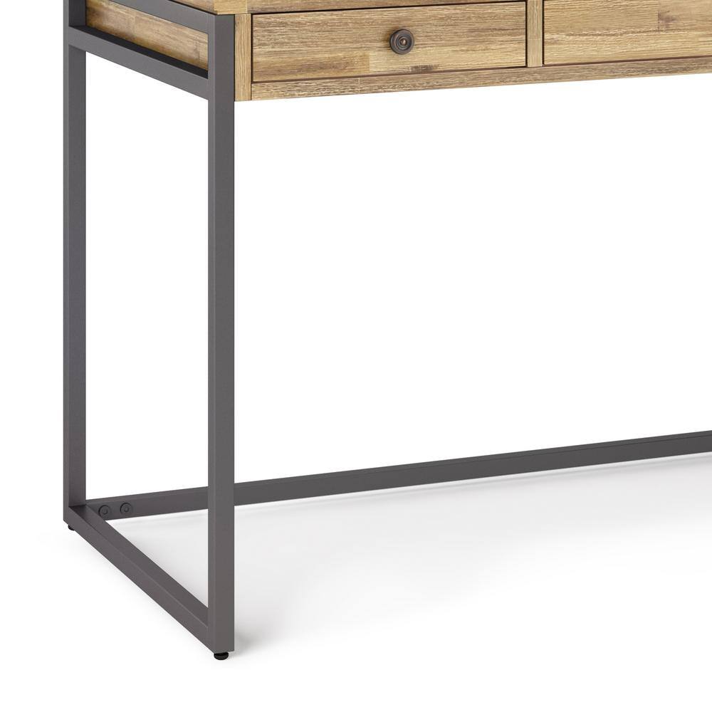 Distressed Golden Wheat Acacia Wood Writing Desk with Keyboard Tray