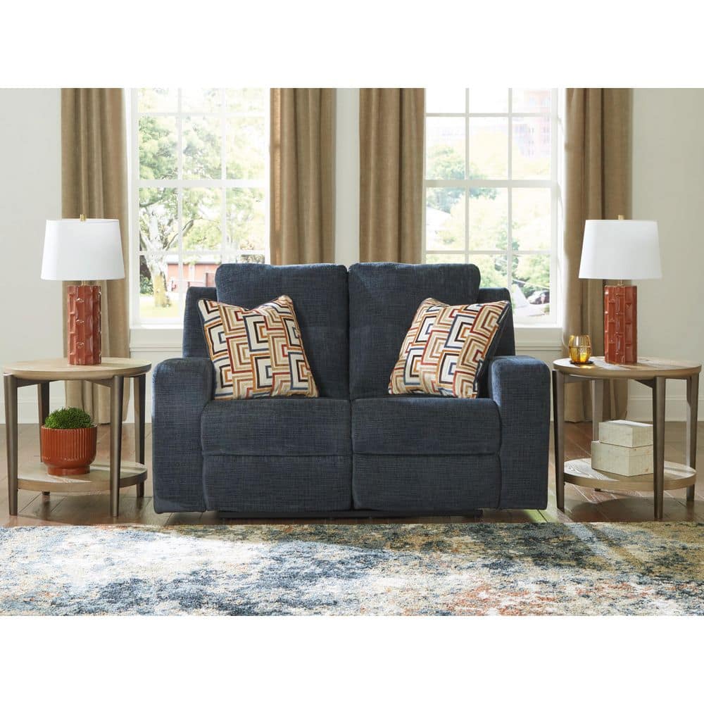 Danum 64 in. Solid Polyester 2-Seater Reclining Loveseat in Blue price history on PriceWatchPro