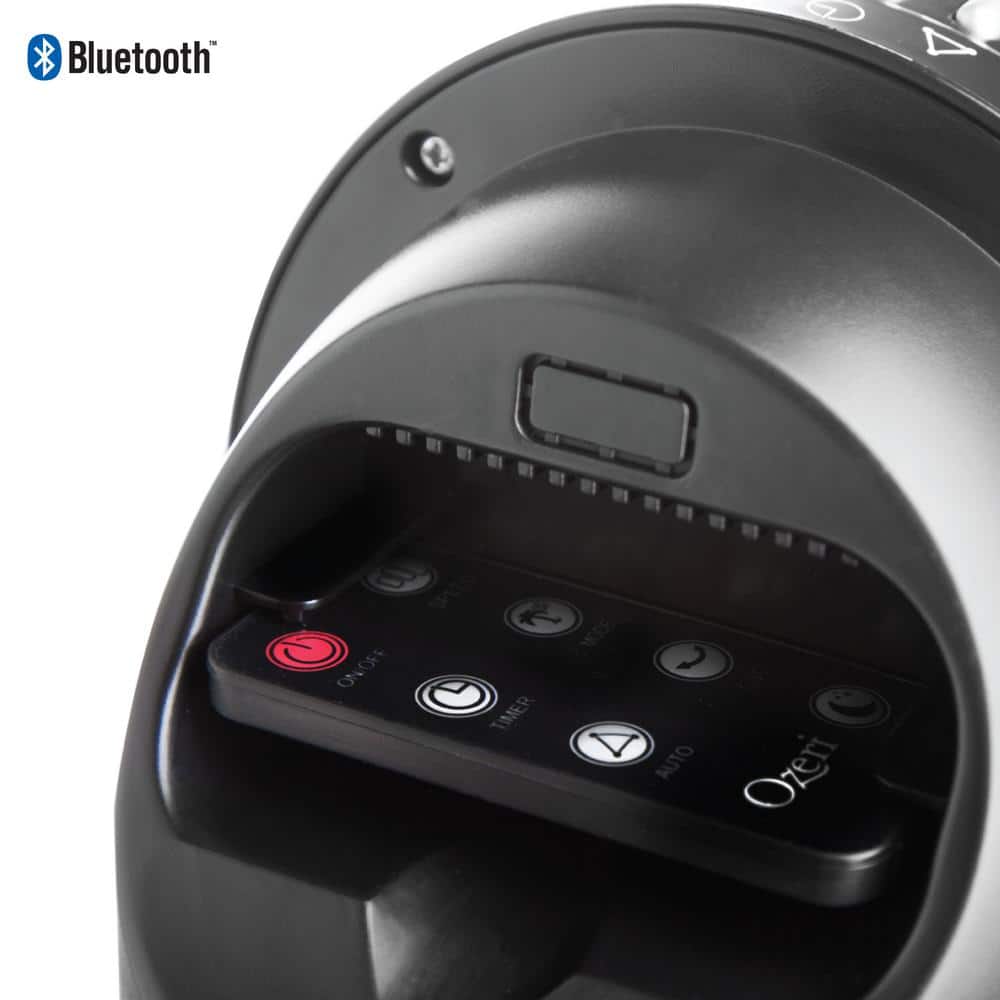 Black Glossy Bluetooth Oscillating Tower Fan with Remote Control