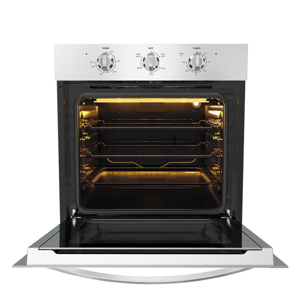 24 in. Electric Single Wall Oven, 2.5 cu. ft. Capacity, Built-in. Oven with 2 Racks in Stainless Steel