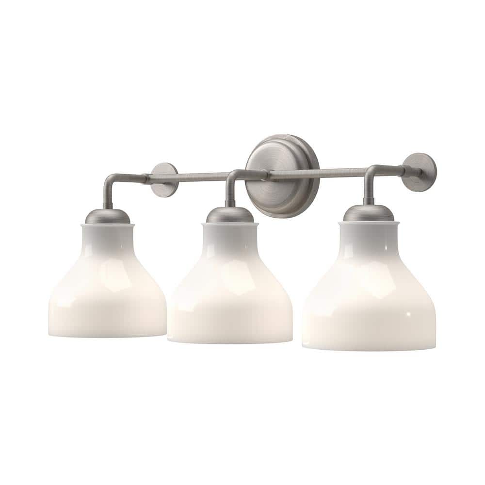 Westlake Brushed Nickel 3-Light Vanity Light with Opal Glass