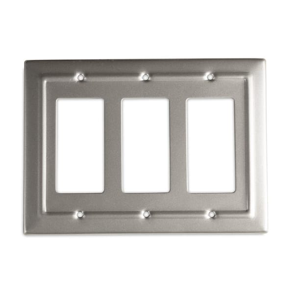 Monarch Abode Architectural 3-Gang Decorator/Rocker Wall Plate (Pewter)