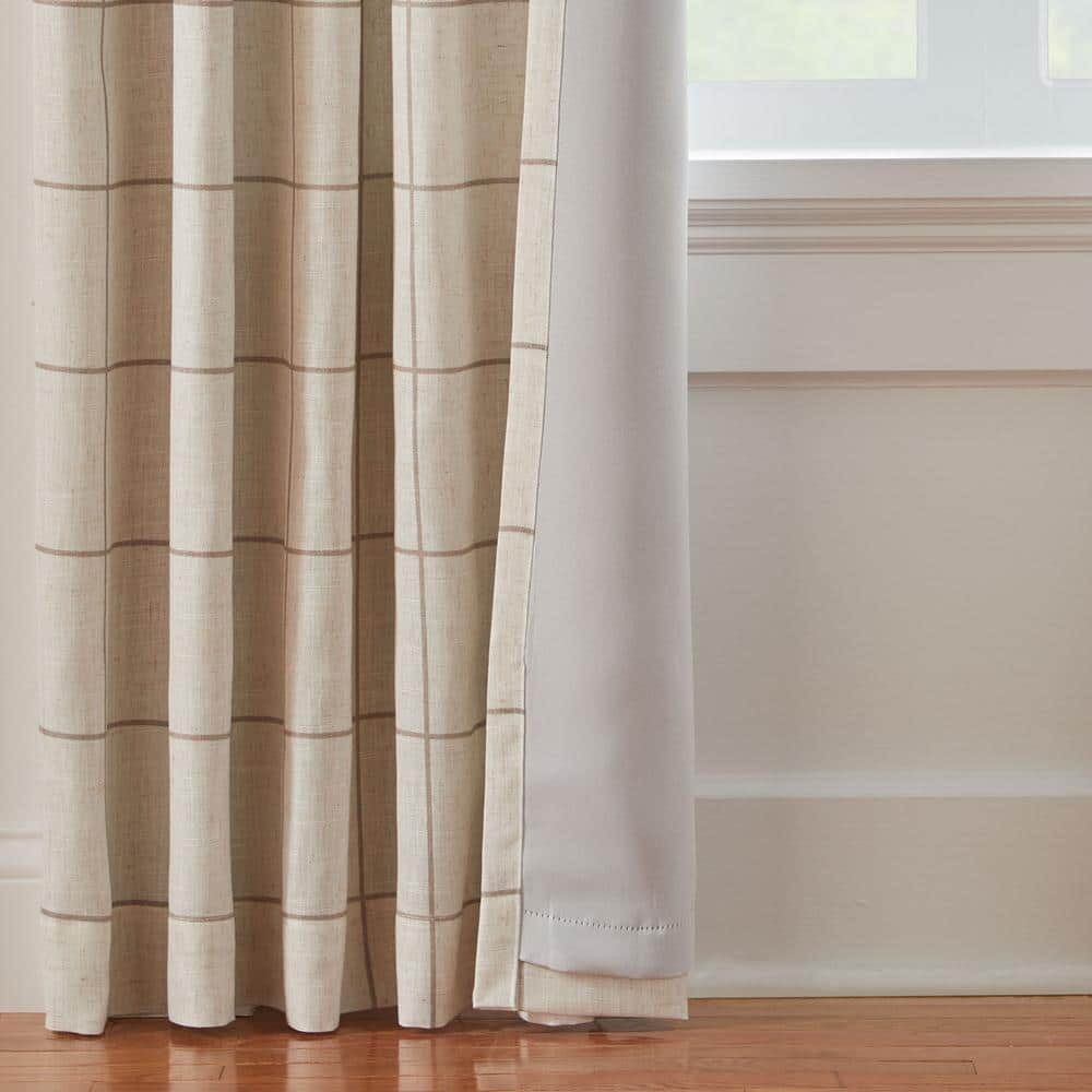 Brighton 52x84 Blackout Plaid Linen-Blend Curtain Panel