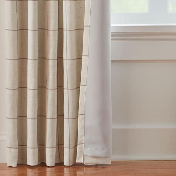 Made in deals China 100% Polyester Linen Looks Plaid Style Linen Blackout Curtain Fabr