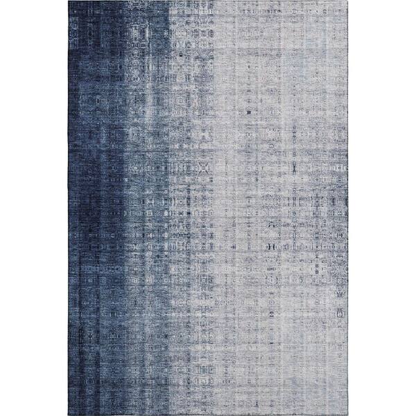 Mayfield Premium Machine Washable Abstract AMF2240 Blue 3 ft. x 5 ft. Area Rug