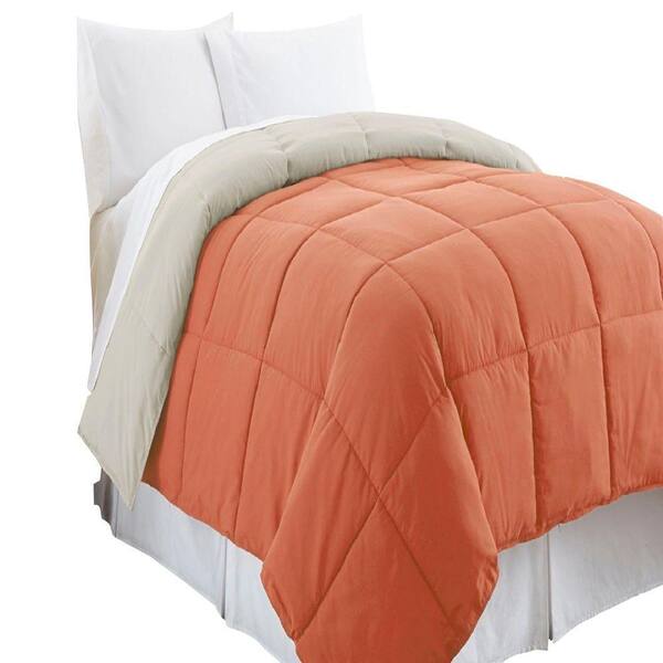 Pacific Coast Textiles Reversible Orange Rust/Oatmeal Down Alternative King Comforter