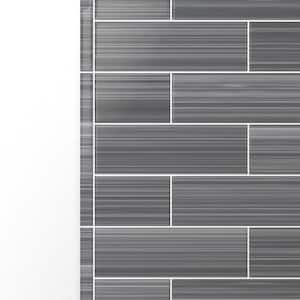 Trim 1 in. x 12 in. Hand Painted Neutral Gray 50 Glass Tile for Kitchen Backsplash and Showers (0.083 sq. ft./1 Piece)