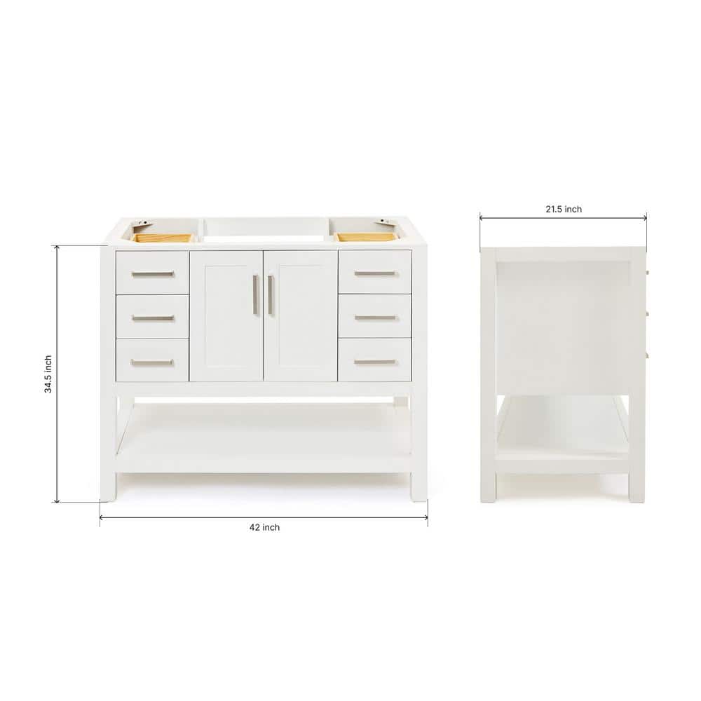 White Solid Wood Freestanding Single Bathroom Vanity Base