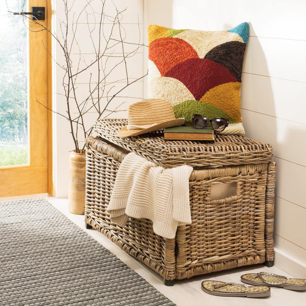 Elijah Natural Wicker Storage Trunk with Removable Lid