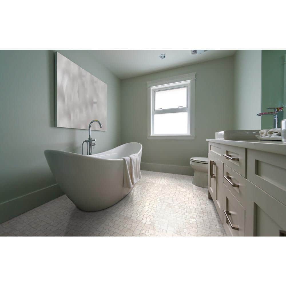 11" x 11" White Marble Pebble Mosaic Tile