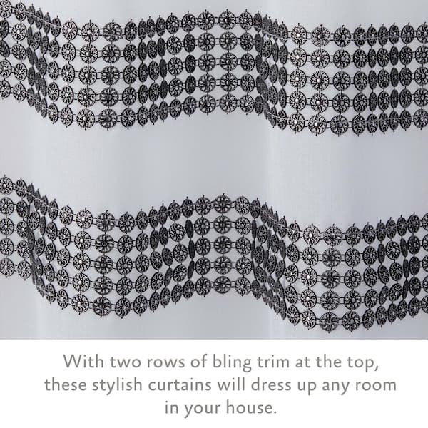 Jessica Simpson Milly Bling 38 in. W x 63 in. L Microfiber Sheer Tab Top  Tiebacks Curtain in White (2-Panels and 2-Tiebacks) JSC016390 - The Home  Depot