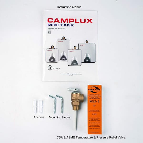 CAMPLUX Electric Mini Tank Water Heater 2.5 Gallons (ME25), Eliminate Time  for Hot Water - Shelf, Wall or Floor Mounted
