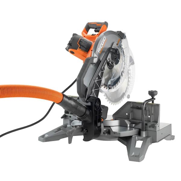 RIDGID - 15 Amp Corded 12 in. Dual Bevel Miter Saw with Adjustable Laser Guide, Carbide Tipped Blade, and Dust Bag