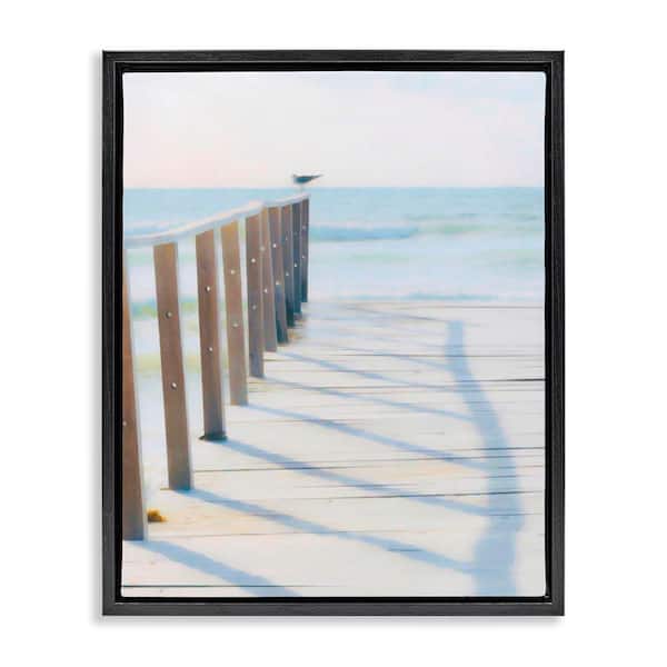 Perched For Best View by Graffi tee Studios Black Floater Frame Coastal Graphic Art Print 21 in. x 17 in.