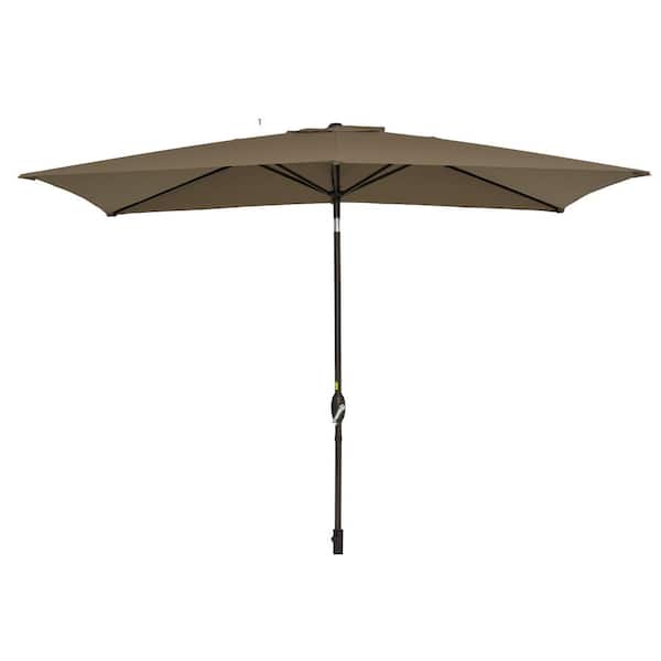 Unbranded 10 ft. x 7 ft. Outdoor Market Tilt Patio Umbrella in Taupe with Crank