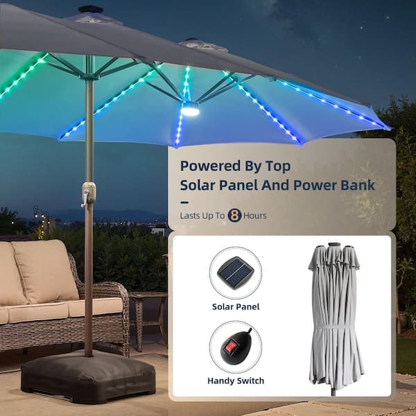 living home 25 led patio and umbrella lights 9/10/11/12ft Solar Square Cantilever sided shade TASKBAY 15FT Patio Umbrella with