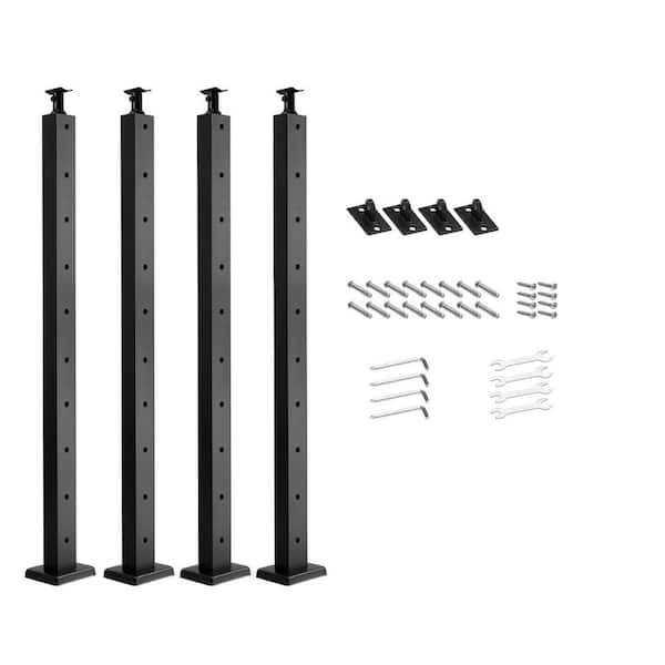 SKYSHALO 4-Pack Cable Railing Post, 36x1x2 in. Stainless steel Cable for Cable Railing System, Horizontal-Hole Deck Railing Post