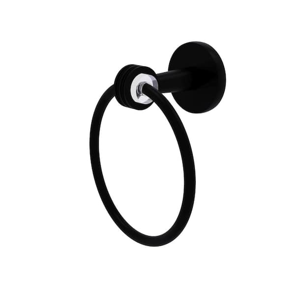 Allied Brass Clearview Collection Wall Mounted Towel Ring with Dotted Accents in Matte Black