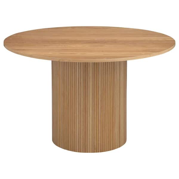 Coaster Bradbury Transitional Natural Wood Top Round Pedestal 48 in. Solid Dining Table Seats 4-6