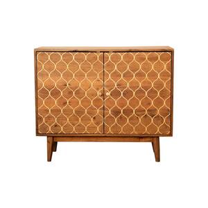 Brown and Gold Wood Top 38 in. Sideboard with 1 Interior Shelf