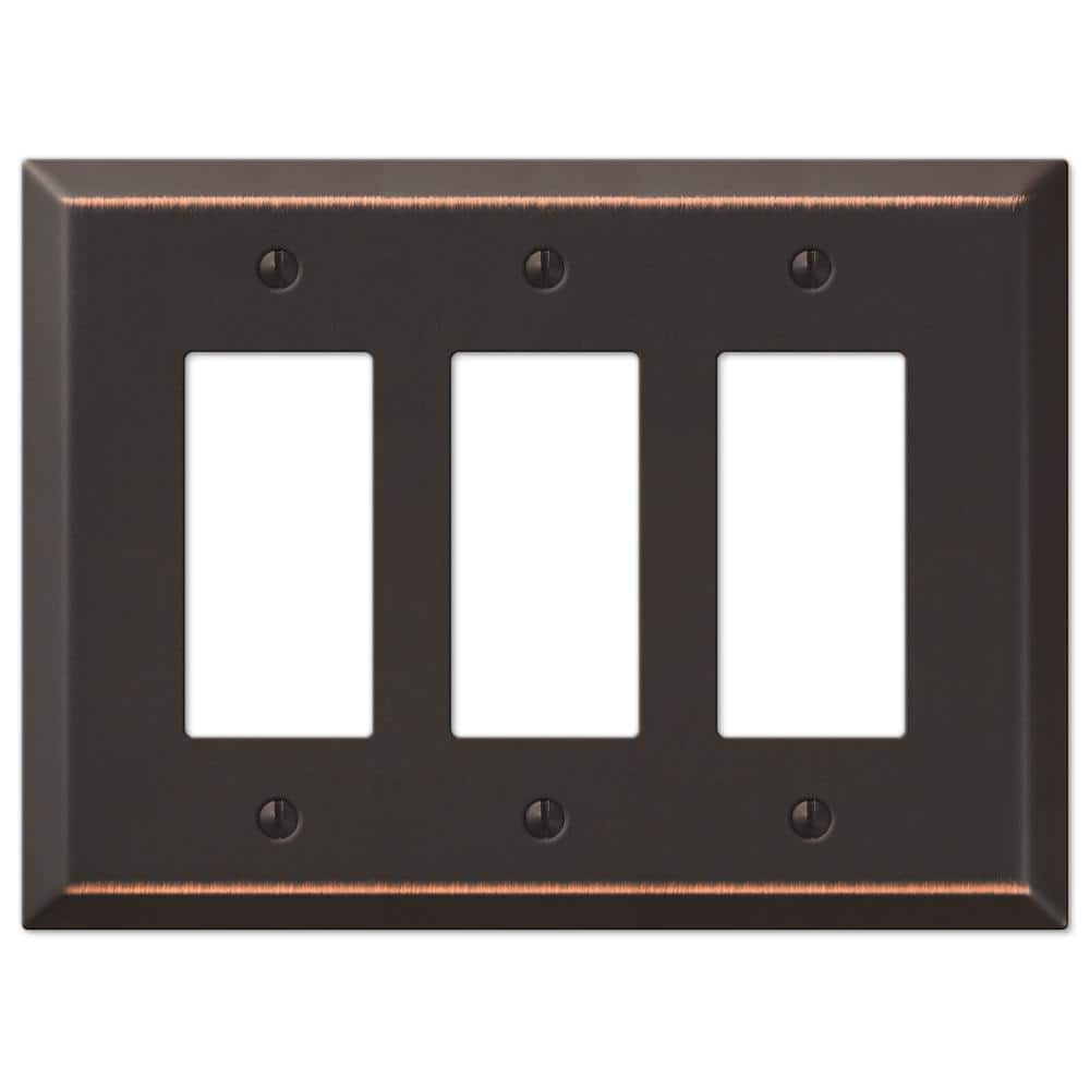 Oversized Aged Bronze Steel 3-Gang Rocker Wall Plate
