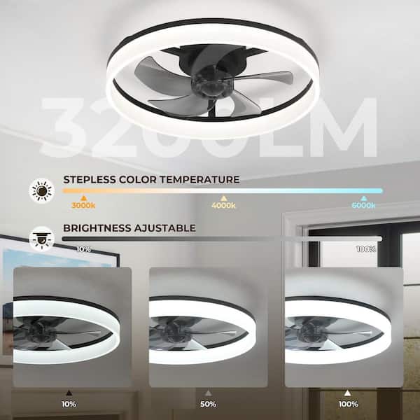 TOZING 20 in. LED Indoor Black Standard Dimmable Matte Modern Low
