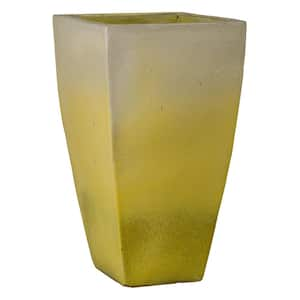 16.5 in. L x 29.5 in. H Yellow Snow Ceramic Square Planter with High-fire Treatment