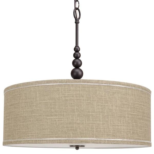 Kira Home Adelade 60-Watt 3-Light Bronze Contemporary Chandelier with Sand Shade, No Bulb Included