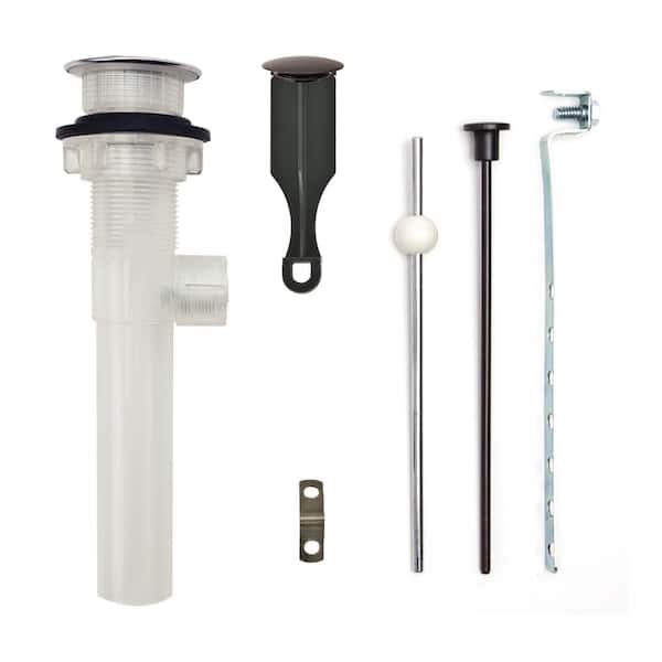 PF WaterWorks Bathroom Pop-Up Drain with Ball Rod, Transparent ABS Body w/o Overflow, 1.6-2" Sink Hole, Oil Rubbed Bronze