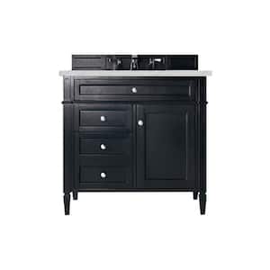 Brittany 36.0 in. W x 23.5 in. D x 34 in. H Bathroom Vanity in Black Onyx with Ethereal Noctis Quartz Top