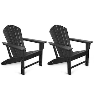 Outdoor Composite Classic Adirondack Chair, All-Weather Resistant Deck Lounge Chair with Ergonomic Design (set of 2)