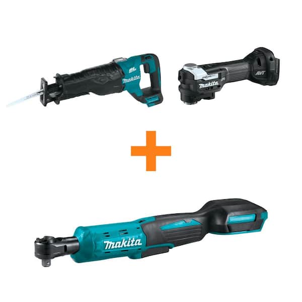 18V LXT Brushless Recipro Saw and 18V LXT Brushless Multi-Tool with bonus 18V LXT 3/8/1/4 in. Sq. Drive Ratchet