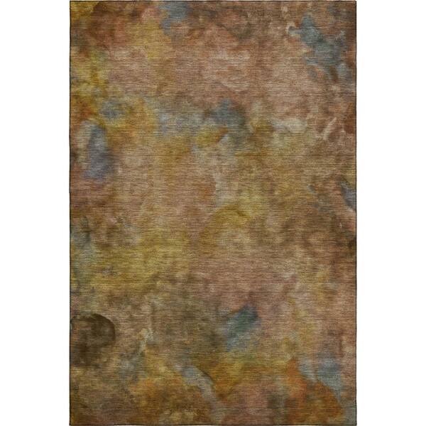 Mayfield Premium Machine Washable Abstract AMF2312 Copper 9 ft. x 12 ft. Area Rug