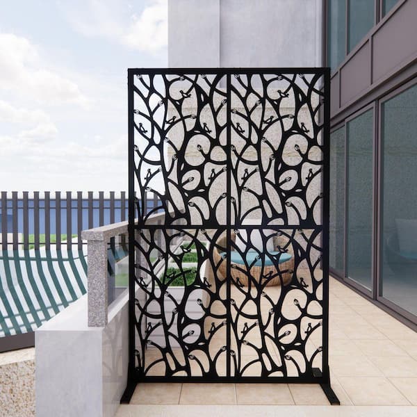 6 ft. H x 3.8 ft. W Black Iron Bird Shape Metal Freestanding