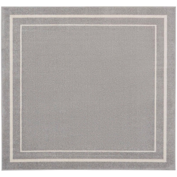 Nourison Nourison Essentials Grey/Ivory 5 ft. x 5 ft. Solid Contemporary Square Area Rug