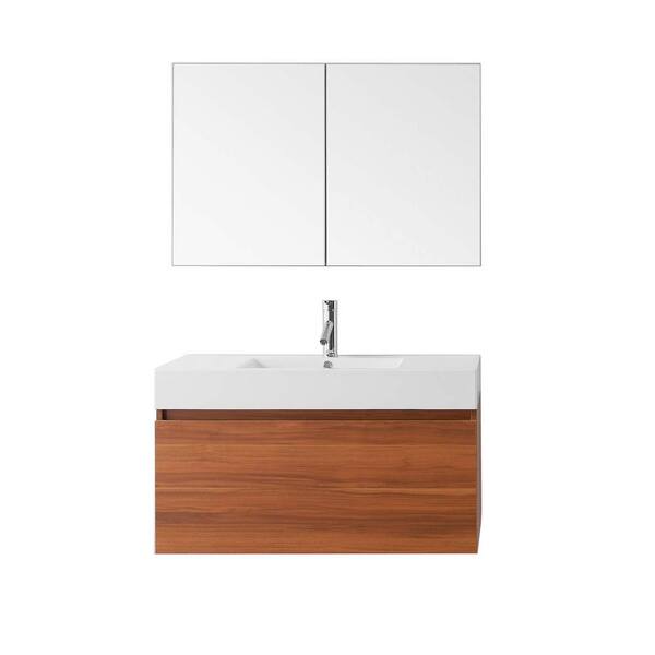 Virtu USA Zuri 40 in. W Bath Vanity in Plum with Polymarble Vanity Top in White Polymarble with Square Basin and Mirror and Faucet