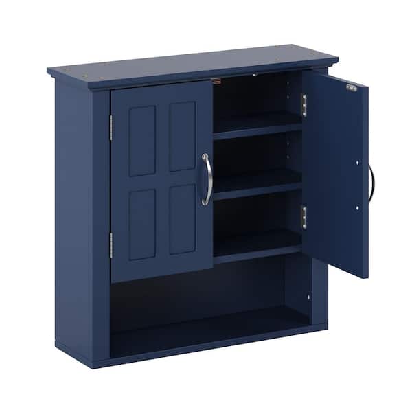 23.62 in. W x 22.63 in. H Rectangular Blue MDF Surface Mount Medicine Cabinet Without Mirror, Wall Cabinet with Shelves