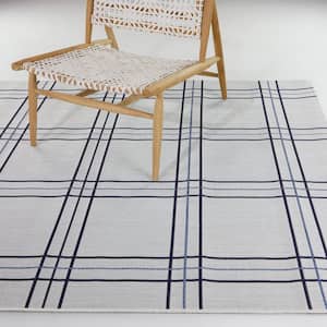 Ruth White 7 ft. 10 in. x 10 ft. Plaid Indoor/Outdoor Area Rug