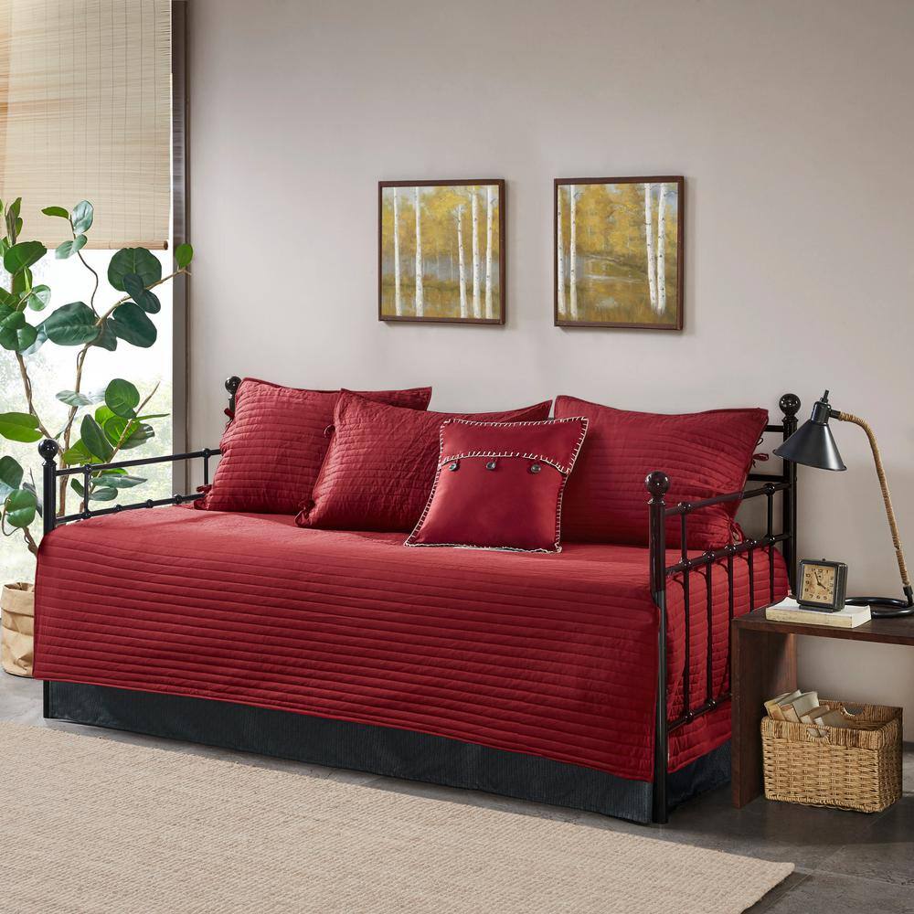 Red and Black Plaid Reversible Daybed Cover Set