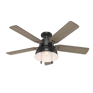 Mill Valley 52 in. LED Indoor/Outdoor Low Profile Matte Black Ceiling Fan with Light