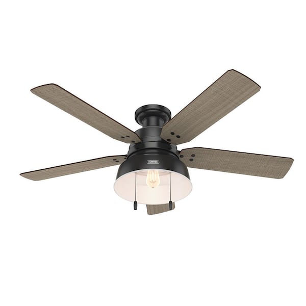 Hunter Mill Valley 52 in. LED Indoor/Outdoor Low Profile Matte Black Ceiling Fan with Light