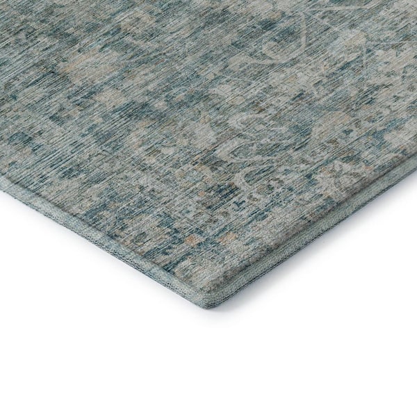 Mayfield Premium Machine Washable Abstract AMF1744 Teal 10 ft. x 14 ft. Area Rug