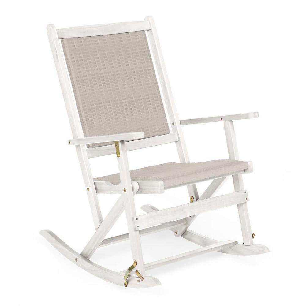 Claytor Off-White Folding Eucalyptus Outdoor Rocker
