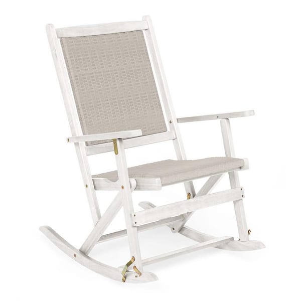 Ivory Claytor Folding Eucalyptus Wood Outdoor Rocking Chair