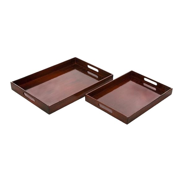 Filament Design Lenor 1.9 in. Brown Wood Tray (Set of 2)