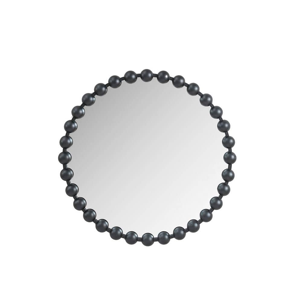 Black 27 in W x 27 in. H Art Deco Round MDF Framed Mirror Wall Mirror Wall 